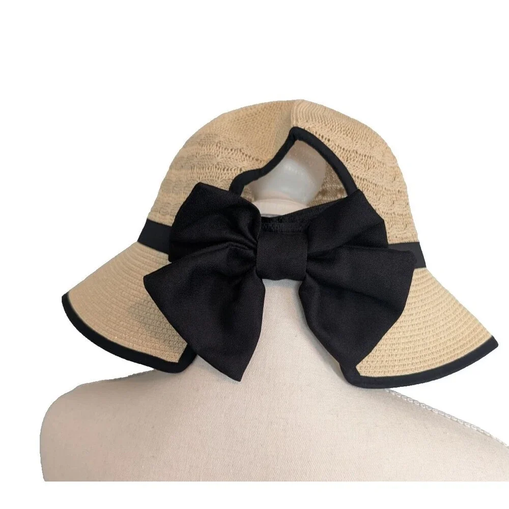 Women’s Straw Hat Black Bow